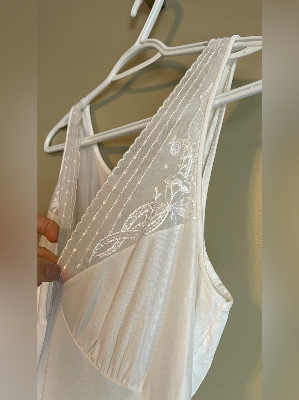Vintage 1970’s Union Tag LovLee Embroidered Mesh Feature Nylon Maxi Slip Dress - Picture 3 of 11